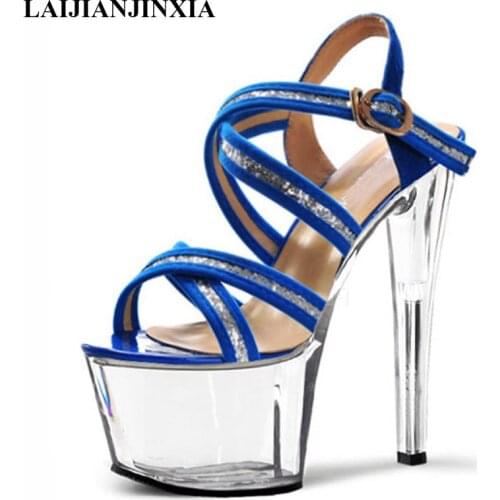 LAIJIANJINXIA New 15CM High Heels Sandals Sexy High Strap Sandals Designer Sandals Women Luxury 2019 Women Platform Shoes