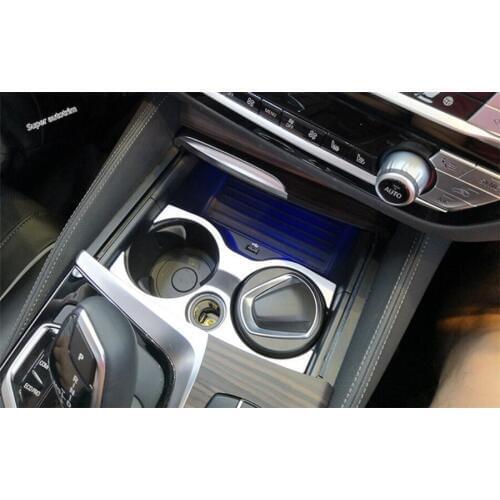 Lapetus Front Water Cup Holder Frame Cover Auto Accessory Trim ABS Matte Style Interior For BMW 5 Series G30 530I 2017 - 2020