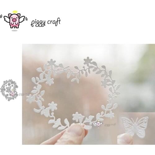 Piggy Craft metal cutting dies cut die mold Butterfly flower leaf ring Scrapbook paper craft knife mould blade punch stencils