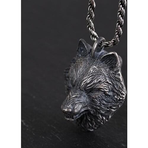 925 sterling Silver Gothic PUNK Wolf Head Men pendant charm jewelry A4898