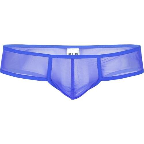 Mens Erotic Lingerie Underpants Soft See-through Sheer Mesh Bulge Pouch Panties Low Rise G-string Thong Mini Briefs Underwear