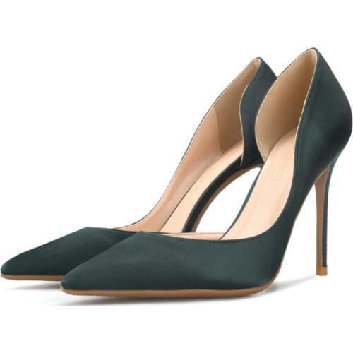 2019 New Silk Solid Color Woman Pumps Fashion Brand Pointed Toe High Heel Shoes Elegant Lady Party Wedding Shoes H0023