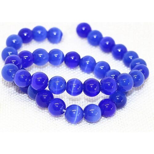 New dark blue cat eyes stone opal round loose spacer 4,6,8,10,12mm charms beads women beauty jewelry making 14inch B1583