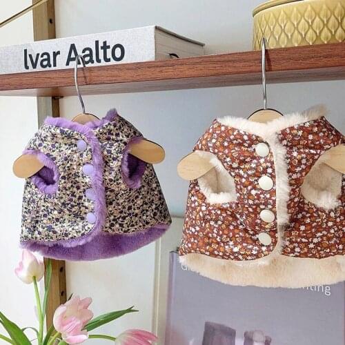 Autumn and Winter Pet Open Sweater Padded Dog Coat Teddy Bichon Soft Clothes Puppy Warm Clothes Send Hats XS-XL