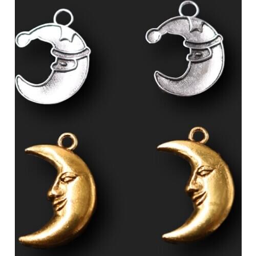15pcs Lovely Sleeping Moons Pendants Hip Hop Style Earrings Bracelet Accessories DIY Charms Jewelry Crafts Making A2251