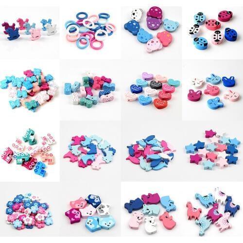 Various Natural Wooden Beads Multicolor Loose Beads For Jewelry Making Handmade Bracelet Necklace DIY Pacifier Chains Accessory