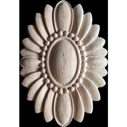 Carved Wood Appliques for Furniture Flower Wood Carving Decals Decorative Wooden Mouldings for Cabinet Door Furniture Decor