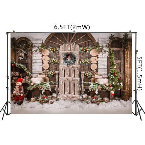 Christmas Portrait Backdrop Advent Party Banner New Year Winter Snow Photo Backgrounds Rustic Wood Decorations Banner Poster