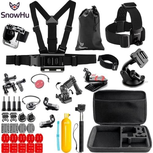 SnowHu for Gopro Accessories Set for selfie stick GoPro Hero 9 8 7 6 5 + for Eken h8r for yi 4k EVA action camera GS83