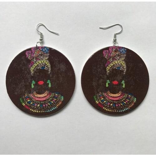Wood Africa Black Queen Hiphop Rock Earrings Vintage Party African Afro Jewelry Wooden DIY