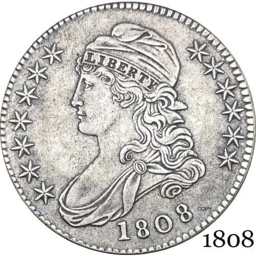 United States Of America Liberty Eagle 1808 50 Cents ½ Dollar Capped Bust Half Dollar Cupronickel Silver Plated Copy Coin