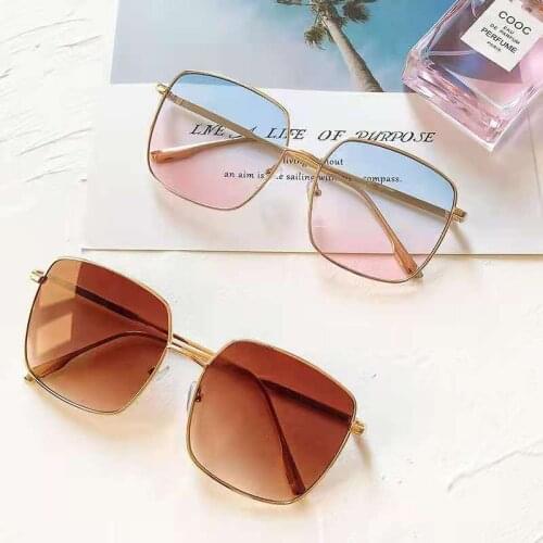 Luxury Square Sunglasses Women Brand Designer Retro Alloy Frame Big Sun Glasses Vintage Gradient Male Sunglasses Female