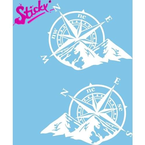 STICKY 2pcs Compass Stickers Wind Rose Trail Off Road Off-road 4x4 Sport for Car or Motorcycle