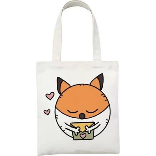 Animal Expression Canvas Kawaii Cartoon Rabbit Women Handbaglarge Capacity Shopping Bag Casual Sweet Female Shoulder Bags Girls
