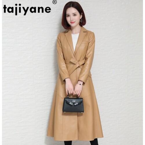 Real Leather Genuine Jacket Women Tops 2021 Autumn Winter Coat Women Windbreaker Sheepskin Jacket Korean Trench Long Coats 95260