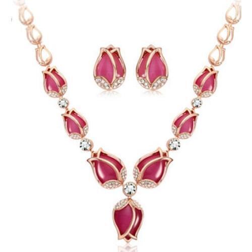 Party Jewelry Crystal Rhinestone Tulip Flower Necklace & Pendant For Women new accessories