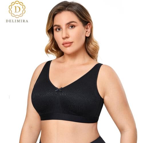 Womens Wirefree Bras Plus Size Cotton Sleep Comfortable Full Coverage