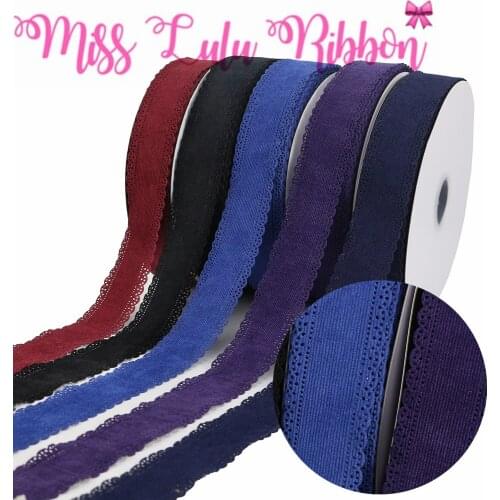 1-1/2"38mm Flower Hollow Corduroy Ribbon With Stamped Lace Solid Color DIY Hair Bowknots Black 50yards/roll