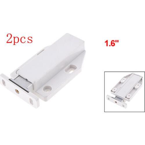 1.6" Wide White Magnet Catch Latch for Cupboard Cabinet Door 2pcs