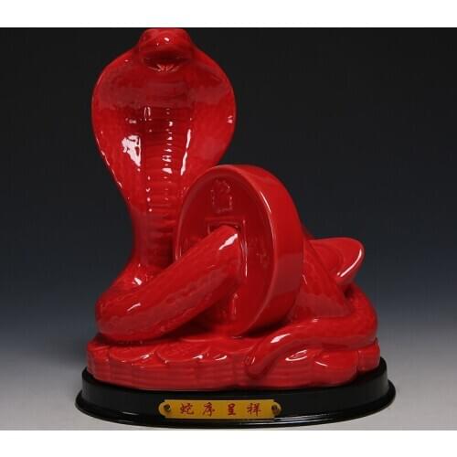 1pc Chinese Style Fengshui Zodiac Snake Ceramic Statue Home Decor Living Room Decorations Entrance Ornament Birthday Present