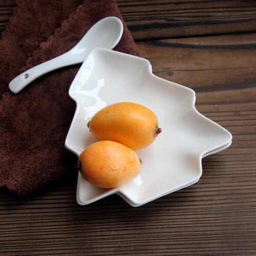1pcs/set Christmas Tree Ceramic Dinnerware Salad Cake Fruit Dessert Candy Saucer Dishes Porcelain Plates Tableware Sets