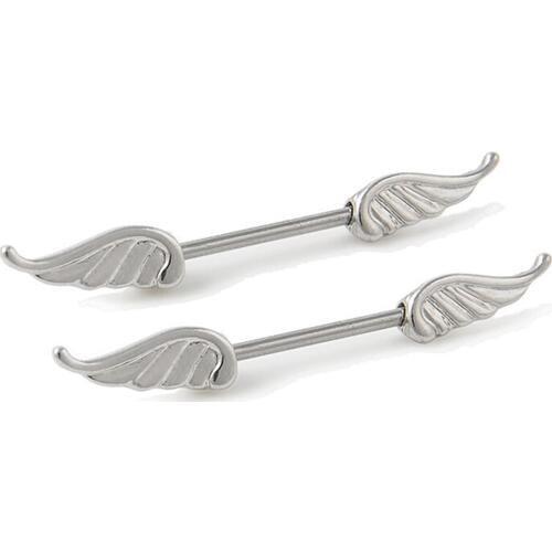 1/2 Pcs Fashion Body Piercing Jewelry Alloy Angel Wings Shields Ring Feather Nipple Bar Barbell