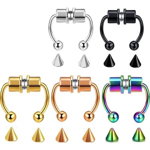 1 Piece Of U-shaped Fake Nose Ring Without Perforation Rock Fashion Trend Stainless Steel Magnet Personality Piercing Jewelry