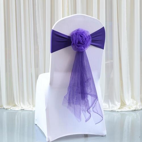 10pcs Sash Knot Wedding Chairs Cover Bow Decoration Purple Chair Sashes Bands Chair Belt Ties For Weddings Party Hotel Banquet