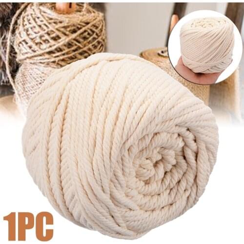 100M Beige Cotton Roll Rope Natural Soft Macrame Rope 4mm Twisted Cord Rope For DIY Handicraft Textile Knitting Weave Supplies