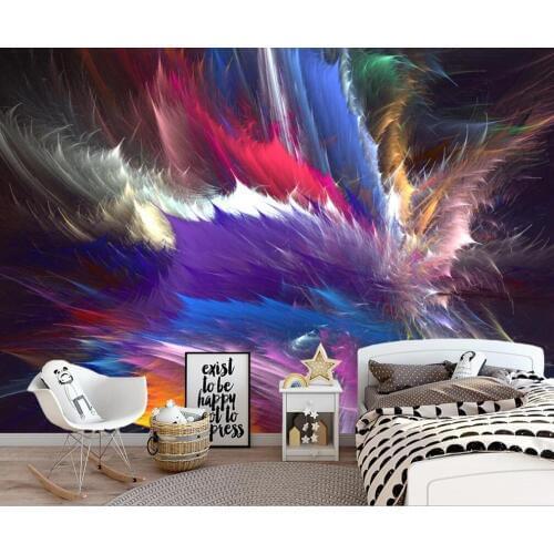 Custom mural wallpaper 3D Nordic abstract art color feather three-dimensional background wall decorative painting