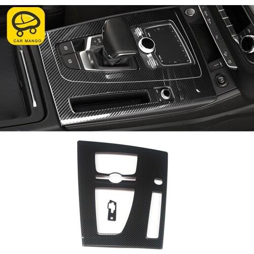 CARMANGO Car Accessories Gear Shift Panel Cup Holder Cover Trim Frame Sticker Stainless Decoration for Audi Q5 FY 2017-2020
