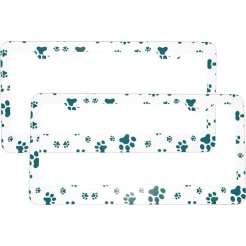 Dog Foot Print License Plate Frame Car Plates Tags Bluish Printed Auto Tag Personalized Car Decoration