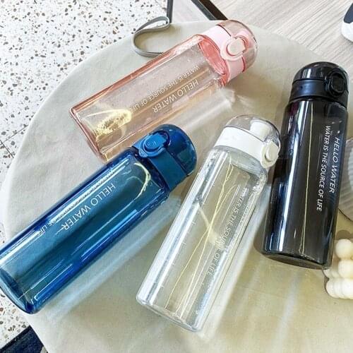 Portable Transparent Water Bottle Student Outdoor Fitness Water Bottle Jug Juice Milk Summer Hot Plastic Sports Sale K0S7