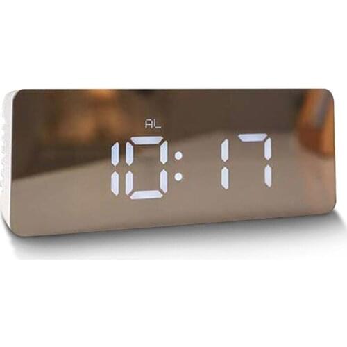 Table Clock Alarm Clock Snooze LED Digital Mirror Clock Time Temperature Large Electronic Display Rectangle Digital Desk Clock