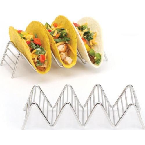 Wave Shape Stainless Steel Taco Holders Mexican Food Rack 1-4 Hard Shells Hot
