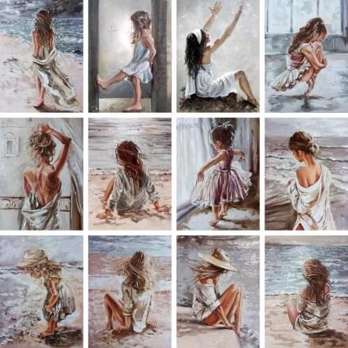 GATYZTORY 60x75cm Frame DIY Painting By Numbers Acrylic Girl Figure Hand Painted Oil Paint By Numbers For Home Decor Art