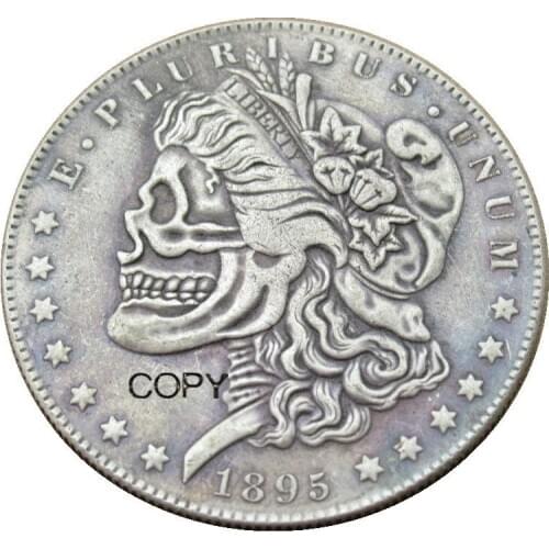 Hobo Morgan Dollar 1895 Skull Zombie Skeleton Different Mint Silver Plated Copy Coins