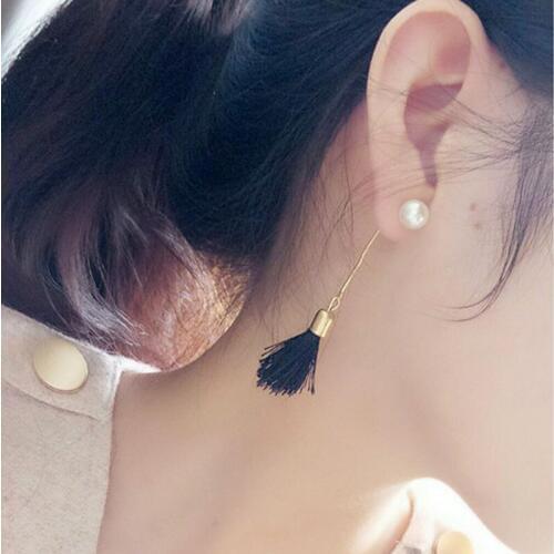 ISINYEE Fashion Silk Rope Tassel Earrings For Women Bohemian Small Pearl Earring Statement Elegant Jewelry