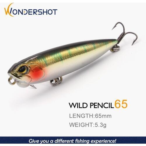 Wondershot D09 Fishing Lure Floating Pencil 65mm 5.3g Wobblers Bass Lure Swimbait Snakehead Artificial Hard Bait