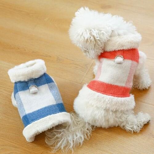Plaid Warm Winter Dog Clothes Fleece D-Ring Puppy Teddy Jacket for Dogs Cat Costume shih tzu roupa cachorro pequeno