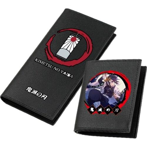 Kimetsu no Yaiba Anime Money Bag Demon Slayer Pu Leather Short Wallet Cartoon Coin Pocket Kochou Shinobu Girls Long Purse Clutch