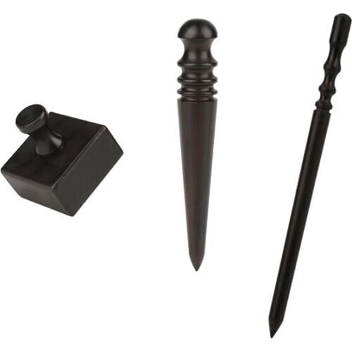 LMDZ 1Pcs Leather Edge Burnisher Black Wood Edge Slicker Leather Craft Tool Leather Polished Grinding Tools 3 Type For Choose