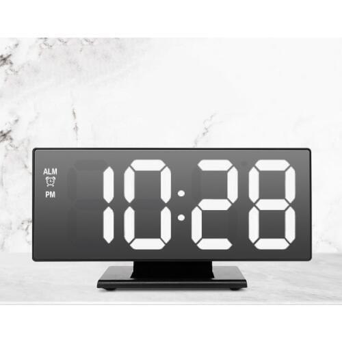 Multifunction Snooze Display Time Night LCD Light Digital Alarm Clock LED Mirror Clock Table Desktop USB Cable Cute Alarm Clock