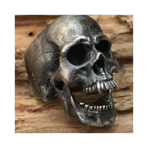 Mens Calvarium Skull Ring Gothic Silver Color Stainless Steel Biker Ring Motorcycle Band Jewellery