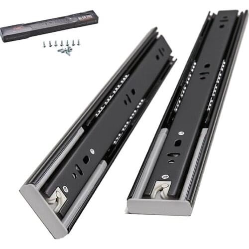 Cabinet Sliding Rail 10"-20"Steel Drawer Slides Soft Close Track Cushioned Silent Closing Three Section Sliding Rails Axis Slide