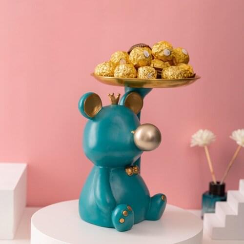 Nordic ins bubble bear storage tray porch porch storage living room coffee table desktop snack storage figurines home decoration