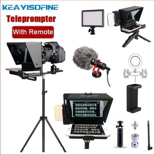 Portable Mini Teleprompter for Phone DSLR Recording Live Broadcast Mobile Teleprompter Artifact Video With Remote Control VS T1