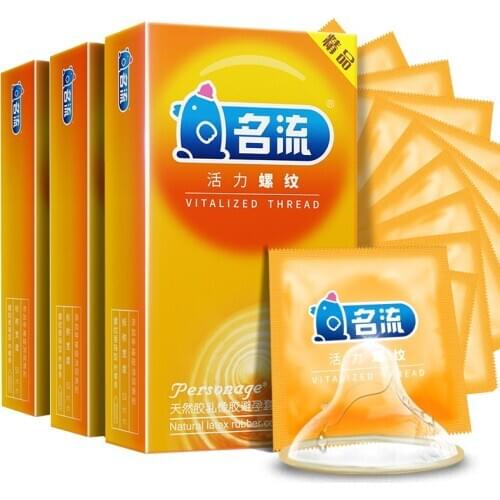 Mingliu 30 Pcs/lot Vitalized Threads Condoms Strong Stimulation Ultra Thin Penis Sleeve Lemon Flavor for Oral Sex Toys for Men