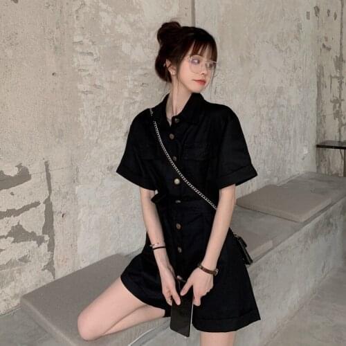 Real Shot Dress Cost-effective Summer Korean Womens Retro Hong Kong Style Tooling