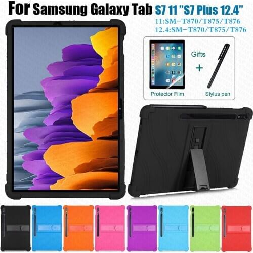 For Samsung Galaxy Tab S7 11 "S7 Plus 12.4" Silicone Case SM-T870 T875 SM-T970 T975 Child Drop Shell Silicone Tablet Case Cover